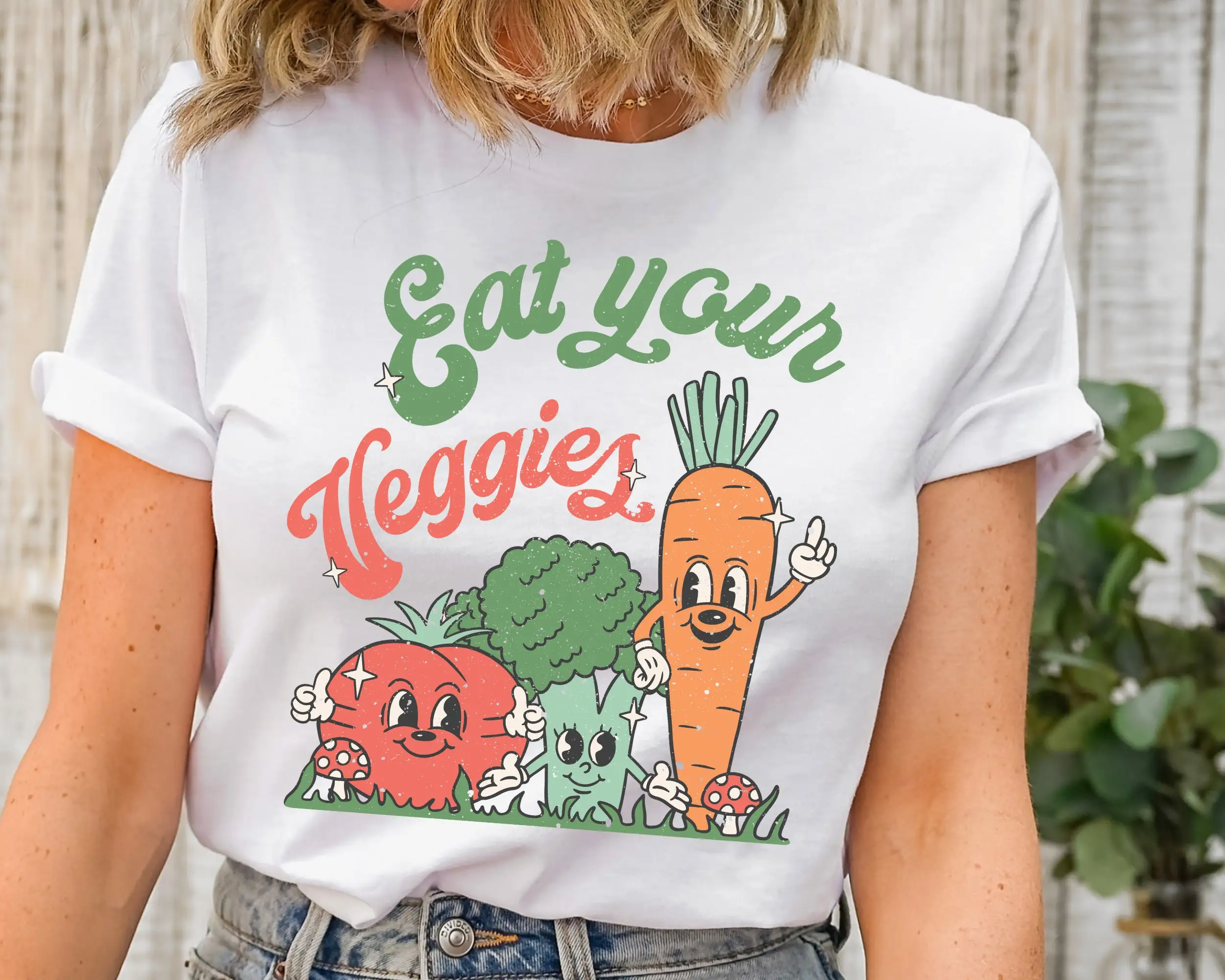 Farming Farmer - Eat Your Veggies Retro T Shirt